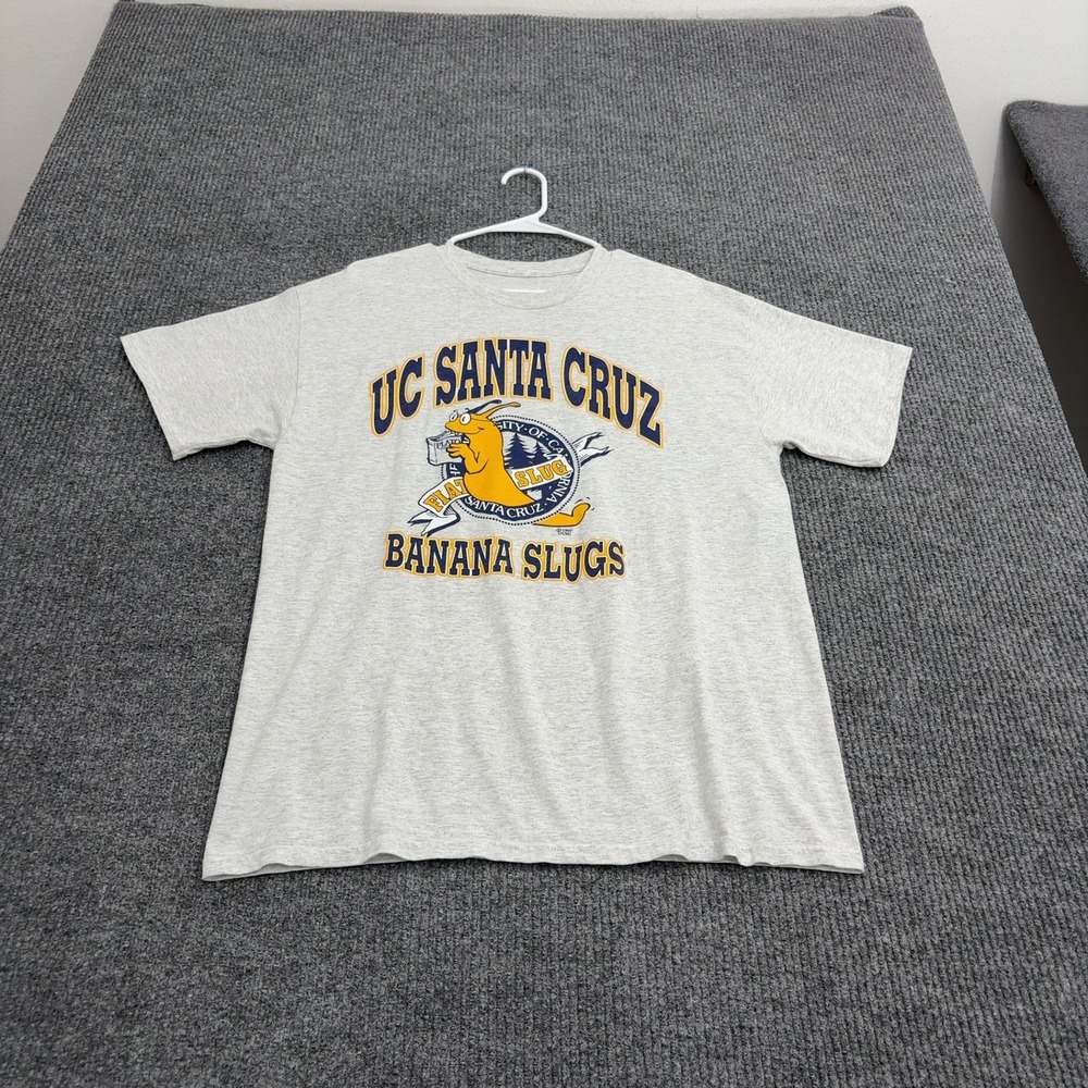 Vintage UC Santa Cruz Banana Slugs T Shirt Mens XL Gray Cotton Graphic Tee 90s